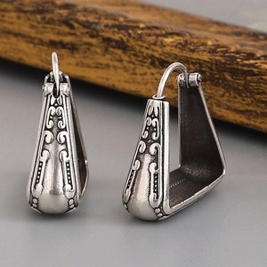 Women Boho Earrings , 925K Sterling Silver Earrings, Women Silver Earrings, Artisian Earrings , Silver Textured Earrings, Gift for Her