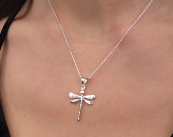 Sterling Silver Dragonfly Necklace: Handmade Women&#39;s Jewelry