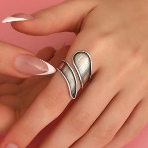 Handcrafted Abstract Sterling Silver Ring: Adjustable Bohemian Style