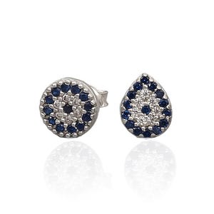 Dainty Evil Eye Stud Earrings: Sterling Silver Protection Jewelry