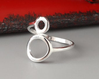 Anillo de plata de ley con banda abierta y delicado: joyería geométrica apilable hecha a mano, anillo minimalista único.