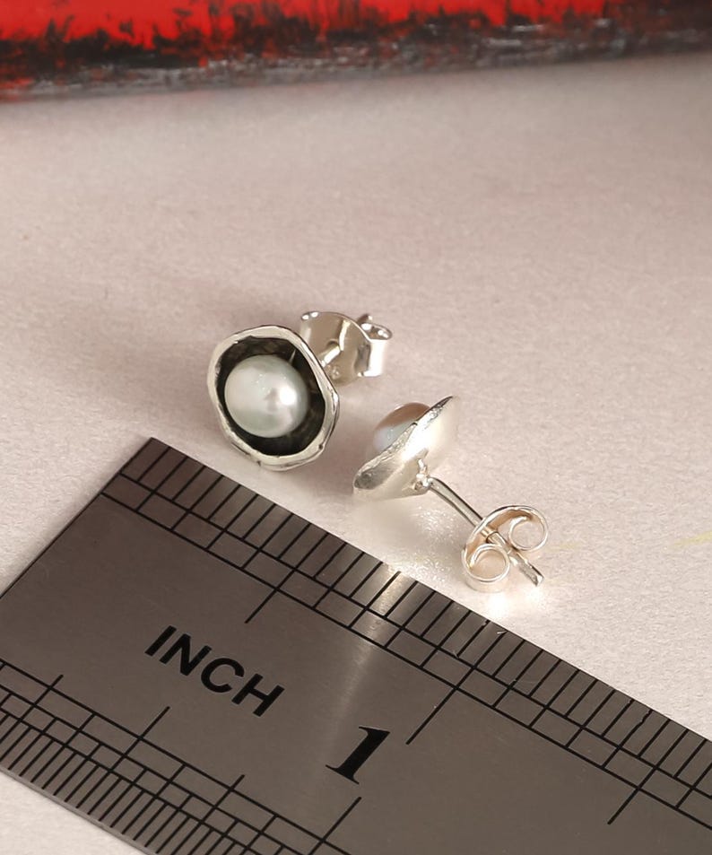 Boho Sterling Silver Pearl Women Jewelry Set - Vintage Handmade Earrings Necklace For Her image 7