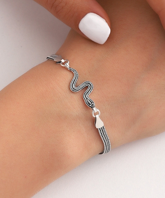 Oxidized Sterling Silver Snake Chain Bracelets Oxidized Sterling Silver Snake Chain Bracelets