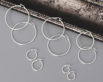 Sterling Silver Hoop Earrings: Minimalist Modern Jewelry For Women, Everyday Hoops