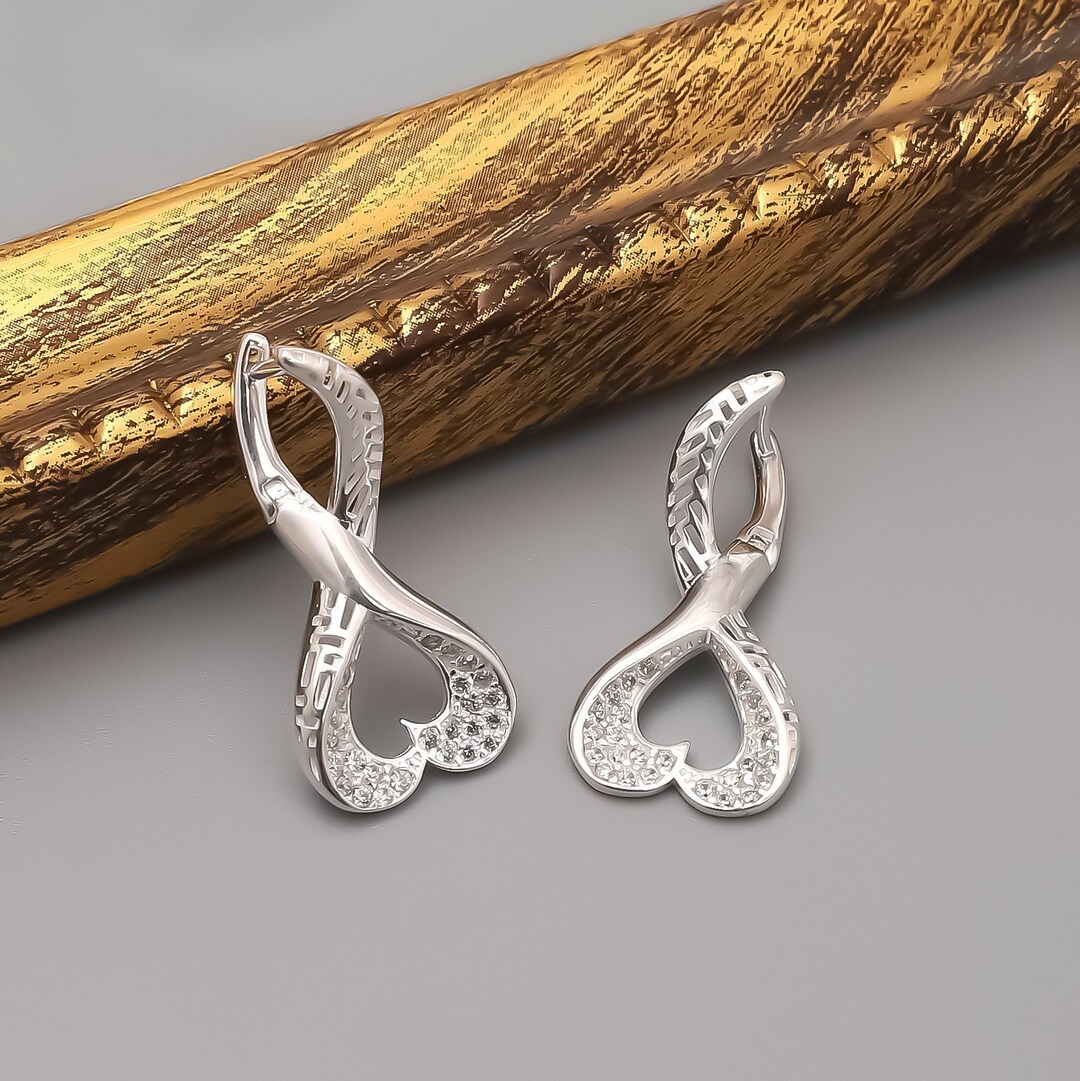 Auriselle Herz Ohrringe Damen - Zirkonia Ohrstecker Silbern/Rosa/Blau