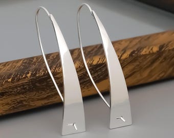 Sterling Silver Elegant Drop Women Earrings: Unusual Unique Modern Handmade Jewelry