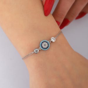 Evil Eye Armband , Schutz Armband , Frauen Zierliche Silber Armband , Evil Eye Schmuck , Geschenk für Sie