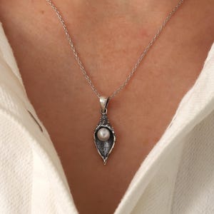 925 Sterling Silver Pearl Necklace , Boho Necklace , Mothers Necklace, For Her , Special Gift For Her