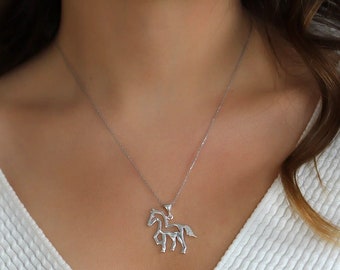 Sterling Silver Horse Necklace: Equestrian Jewelry Gift
