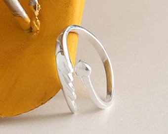 Sterlingzilveren ring met engelenvleugels: verstelbare veeromslag, Guardian-sieraden