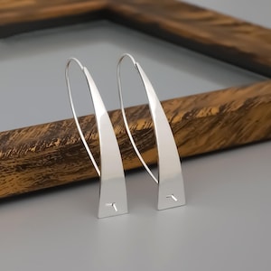 Sterling Silver Elegant Drop Women Earrings: Unusual Unique Modern Handmade Jewelry