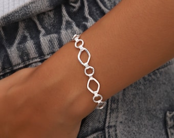 Women Chain Link Silver Bracelet, Sterling Silver Woman Chain Bracelet, Sterling Silver Women Bracelet, Fashion Bracelet, Gift for Women