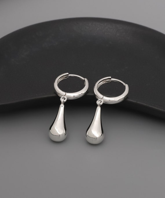 Rain Drop Women Earrings: Sterling Silver Minimalist Dainty Everyday Jewelry For Her