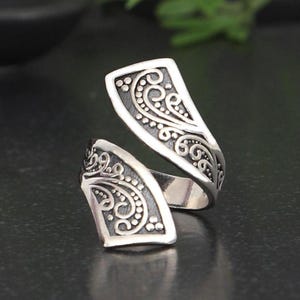 Handmade Sterling Silver Artisan Ring: Adjustable Boho Statement Jewelry