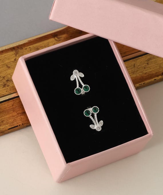 Orecchini a forma di ciliegia fatti a mano in argento sterling, spedizione gratuita - Italia