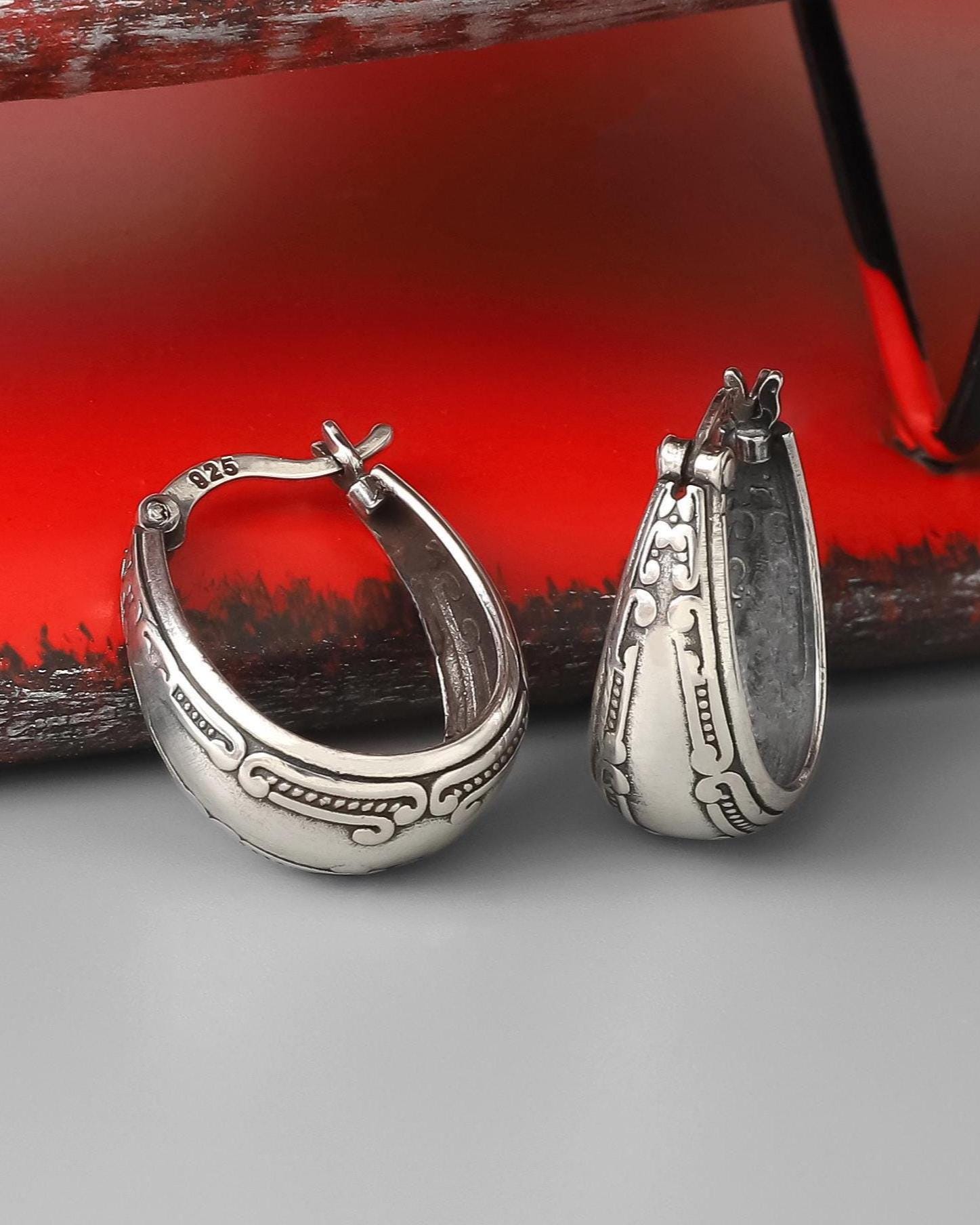 Sterling Silver Vintage Hoop Earrings - Etsy