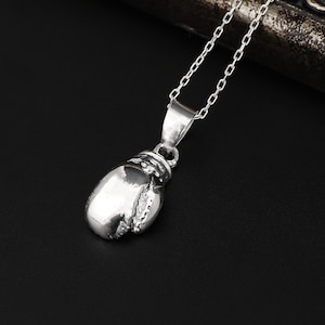 Boxing Gloves Men Necklace, Boxing Gloves Pendant, Silver Box Gloves Pendant Gift, 925 Sterling Silver Necklace, Gift for Him
