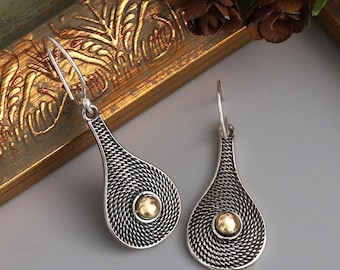 Boho 925K Sterling Silver Textured Earrings: Handmade Gipsy Style Jewelry For Women
