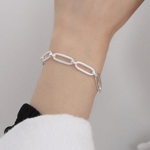 Sterling Silver Link Chain Bracelet - Waterproof, Tarnish Free