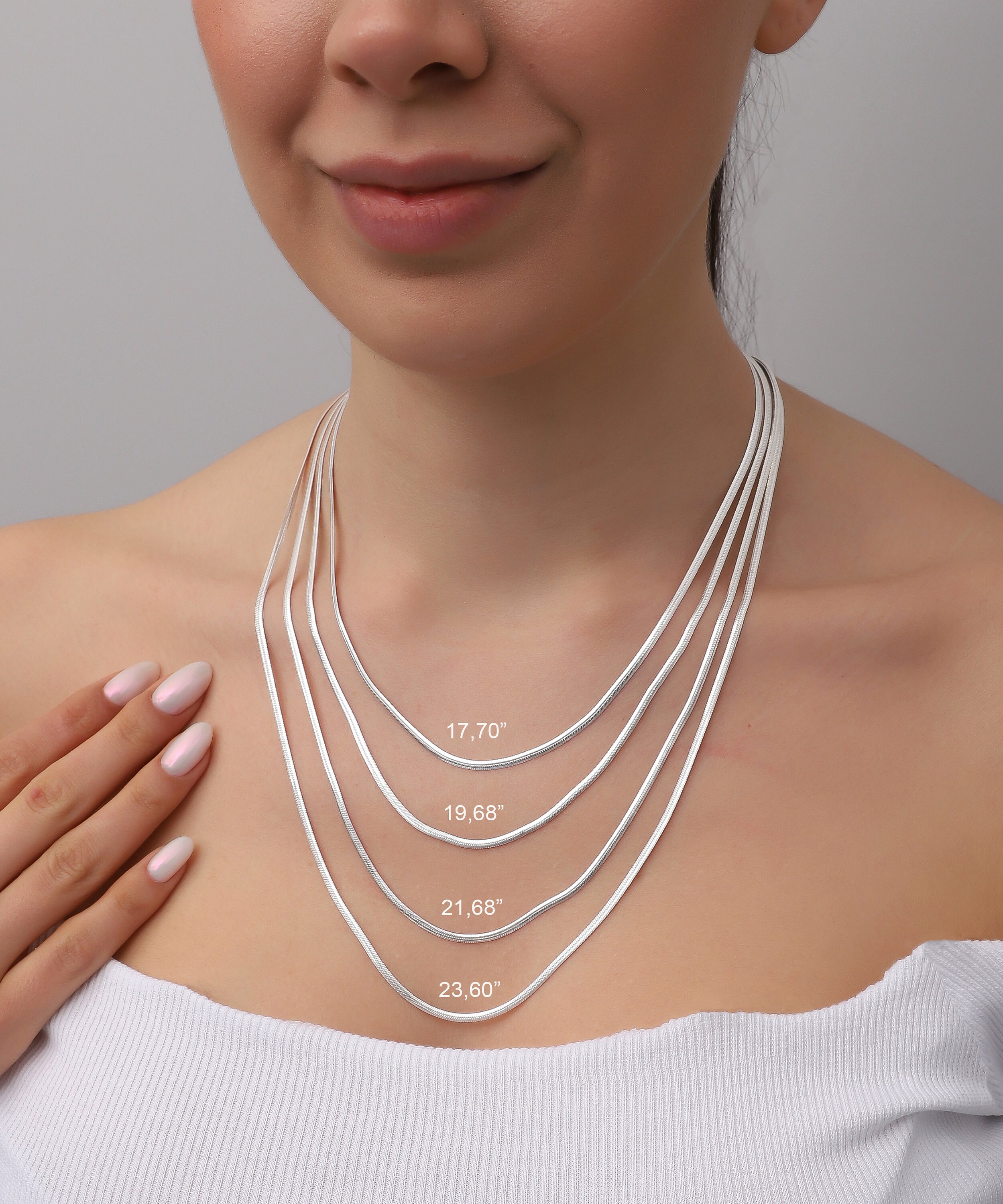 Silver flat chain necklace womens deals