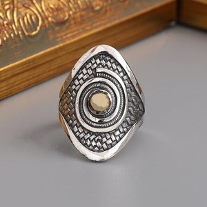 Oxidized Sterling Silver Chunky Boho Ring - Adjustable Vintage Style