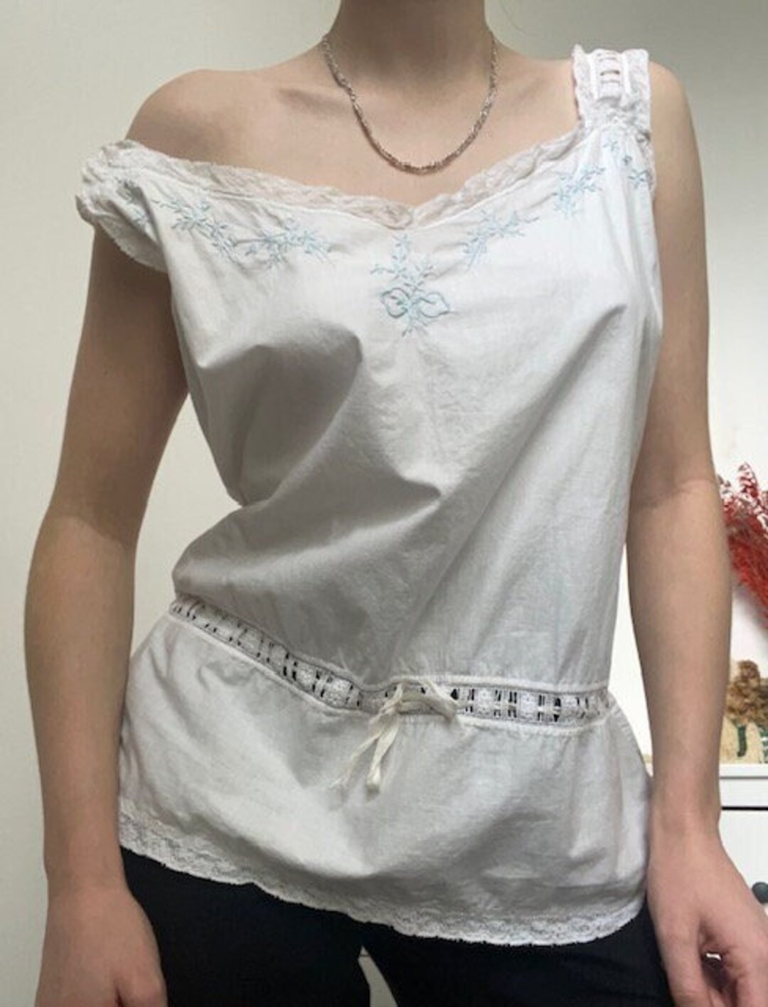 Vintage 1910s Edwardian White Cotton Camisole