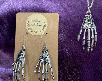 Halloween Skeleton Hand / Skeleton Body Set Jewellery Handmade necklace / Earrings Gift Set