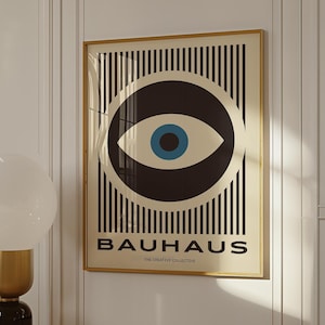 Póster de arte abstracto Bauhaus, arte mural geométrico moderno de mediados de siglo para oficina, póster para oficina en casa, póster impreso en blanco y negro.
