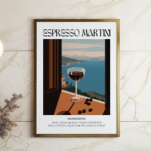 Cocktail Print Drink Recipe Wall Art | Espresso Martini Poster | Trendy Bar Print | Signature Drink Classy Wall Art of Kitchen or Restaurant