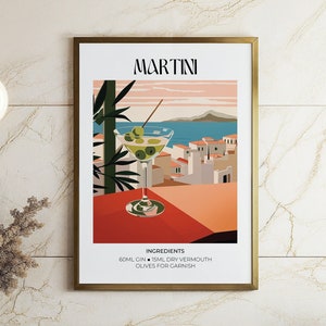 Travel Poster Drink Recipe Martini Drink Poster Bar Cart Art for Kitchen Wall Poster for Kitchen Wall Art Drink Print Bar Signature Drink