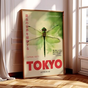 Dragonfly Japanese Wall Art Tokyo Print Japandi Home Decor Poster Exhibition | Elegant Minimalist Asian Artwork for Contemporary Living Room
