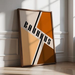 Bauhaus Geometrische Wand Kunst Mid-Century Modern Poster für Wohnzimmer Dekor Tan und Braun Retro Abstrakte Kunst für Minimalistisches Zuhause