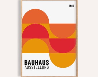 Manifesto della mostra Bauhaus: stampa artistica astratta geometrica retrò