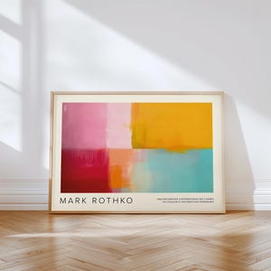 Arte de parede em bloco de cores inspirada em Mark Rothko | Pôster colorido abstrato moderno | Impressão vibrante de decoração para casa para entrada, sala de estar, quarto