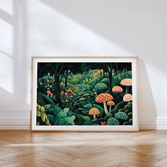 Enchanted Forest Print: Lush Green Woodland Landscape Art - Etsy