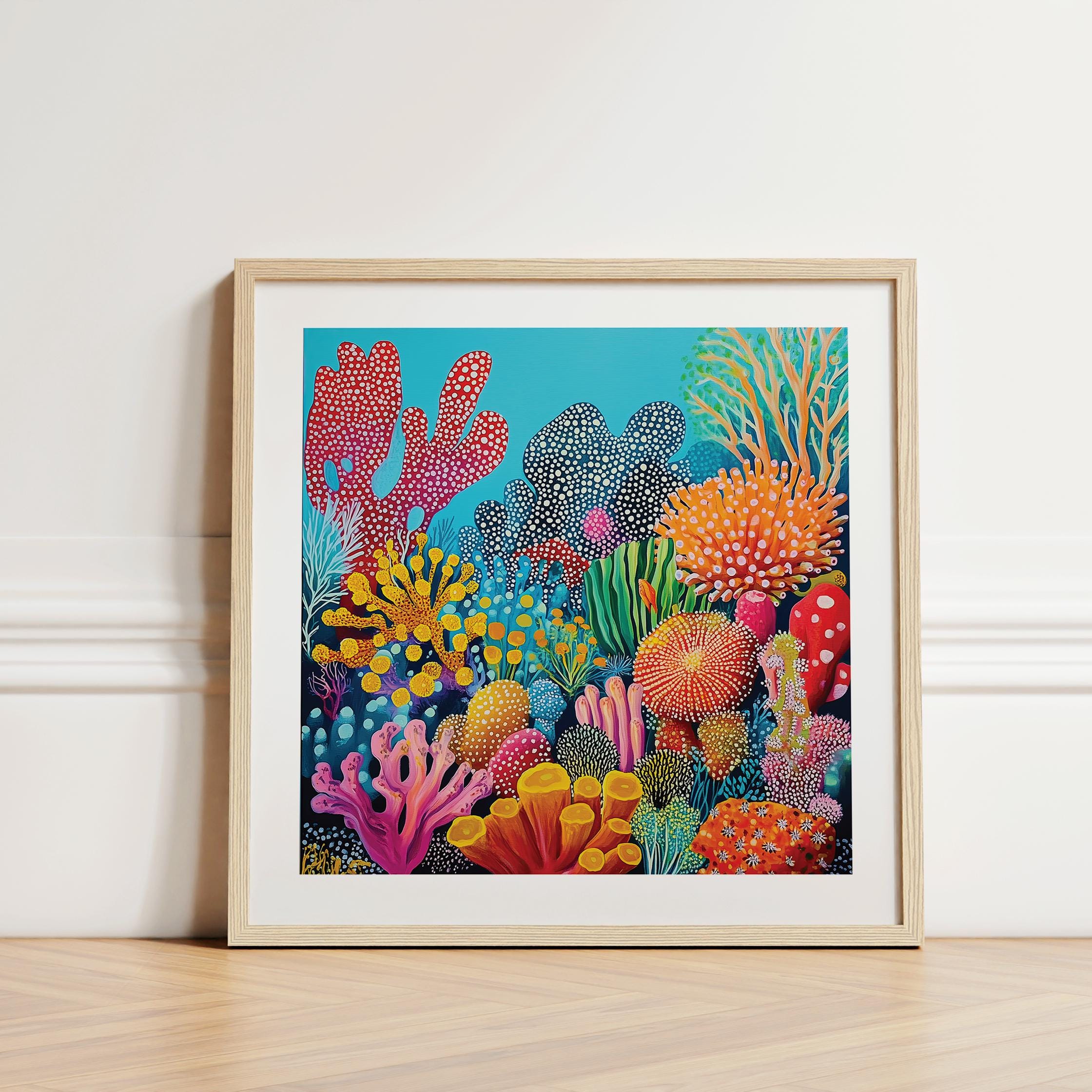 Abstract Coral Reef Print: Japanese Ocean Art, Modern Coastal Home