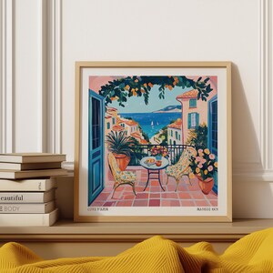 Impresión de Matisse sobre la Costa Azul / Póster impresionista mediterráneo para pared con diseño costero de la Riviera Francesa para sala de estar, baño, cocina y comedor