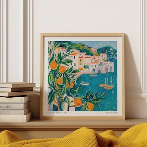 Impresión de Matisse sobre la costa de Amalfi / Póster impresionista mediterráneo para decoración del hogar, restaurante, bar, comedor, cocina, arte mural de la Riviera italiana