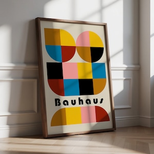 Retro Bauhaus Geometrischer Kunstdruck Buntes Wandposter Minimalistisches Modernes Design für Wohnzimmer Poster Mid Century Wandkunst für Büro Kunst