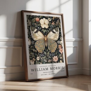 Butterfly Posters – Vintage Butterfly Print with Florals Inspired by William Morris 1934 Exhibition, Botanical Insect Wall Art