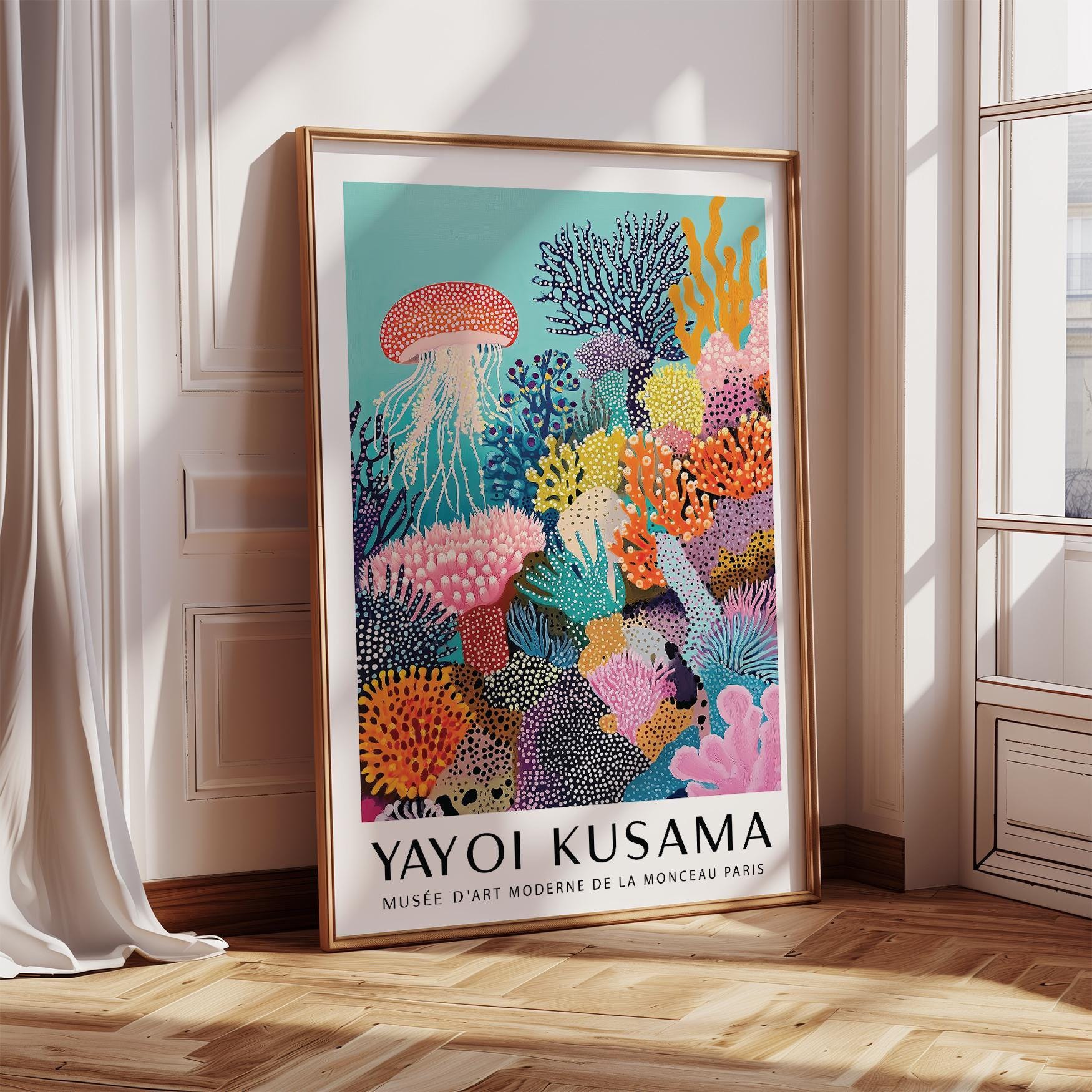 Plenum・ヤギひのき 小紋 美しい手書きの花 大胆大柄 MB-9920 Yayoi Kusama Poster