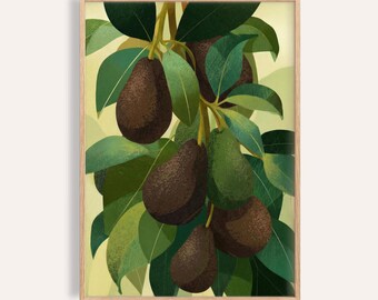 アボカドの壁アート アボカドの絵画 オリジナルの油絵 食べ物の絵画