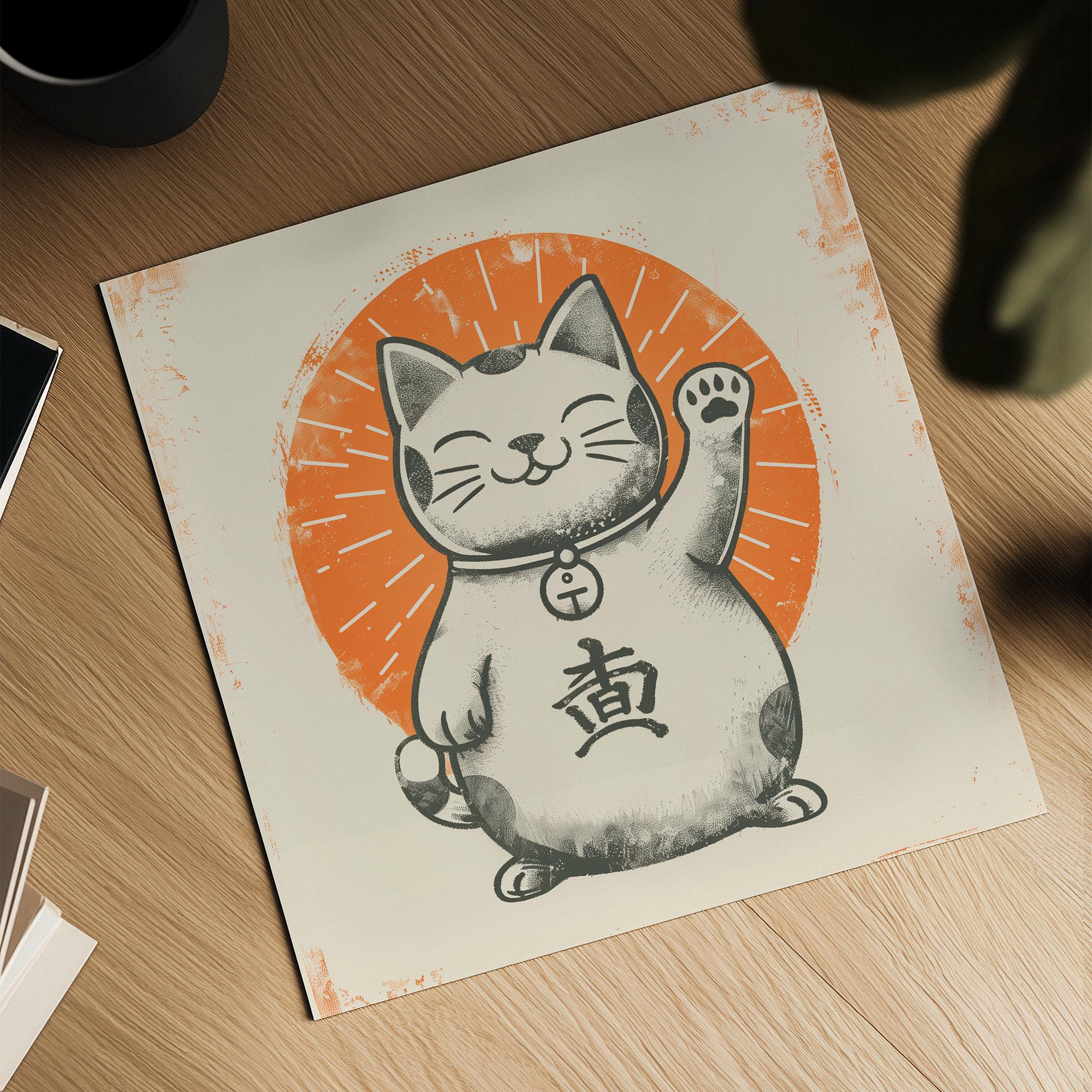 Maneki Neko Lucky Cat Print: Vintage Japanese Fortune Art - Etsy