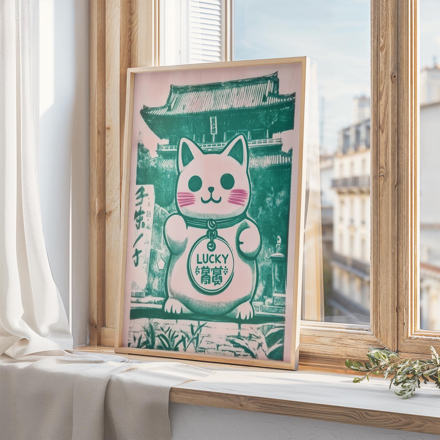 Maneki Neko Poster: Japanese Lucky Cat Wall Art - Etsy
