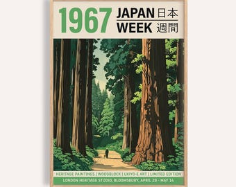 1967 Japan Week Forest Print: Ukiyo-e Style Art
