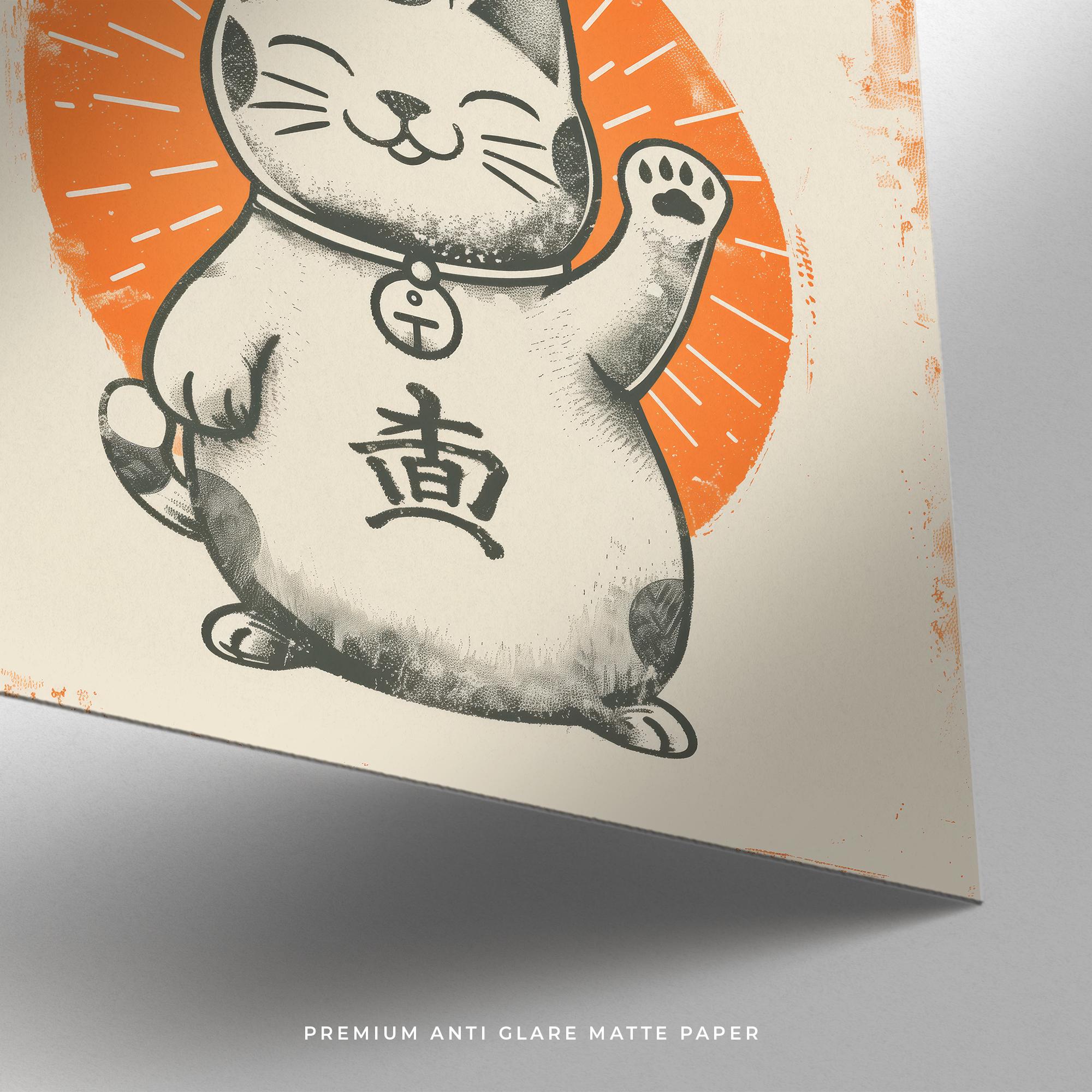 Maneki Neko Lucky Cat Print: Vintage Japanese Fortune Art - Etsy