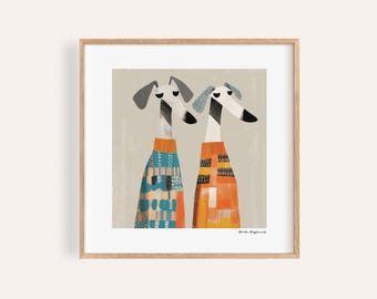 Quirky Greyhound Dog Print: Abstract Whimsical Pet Wall Art