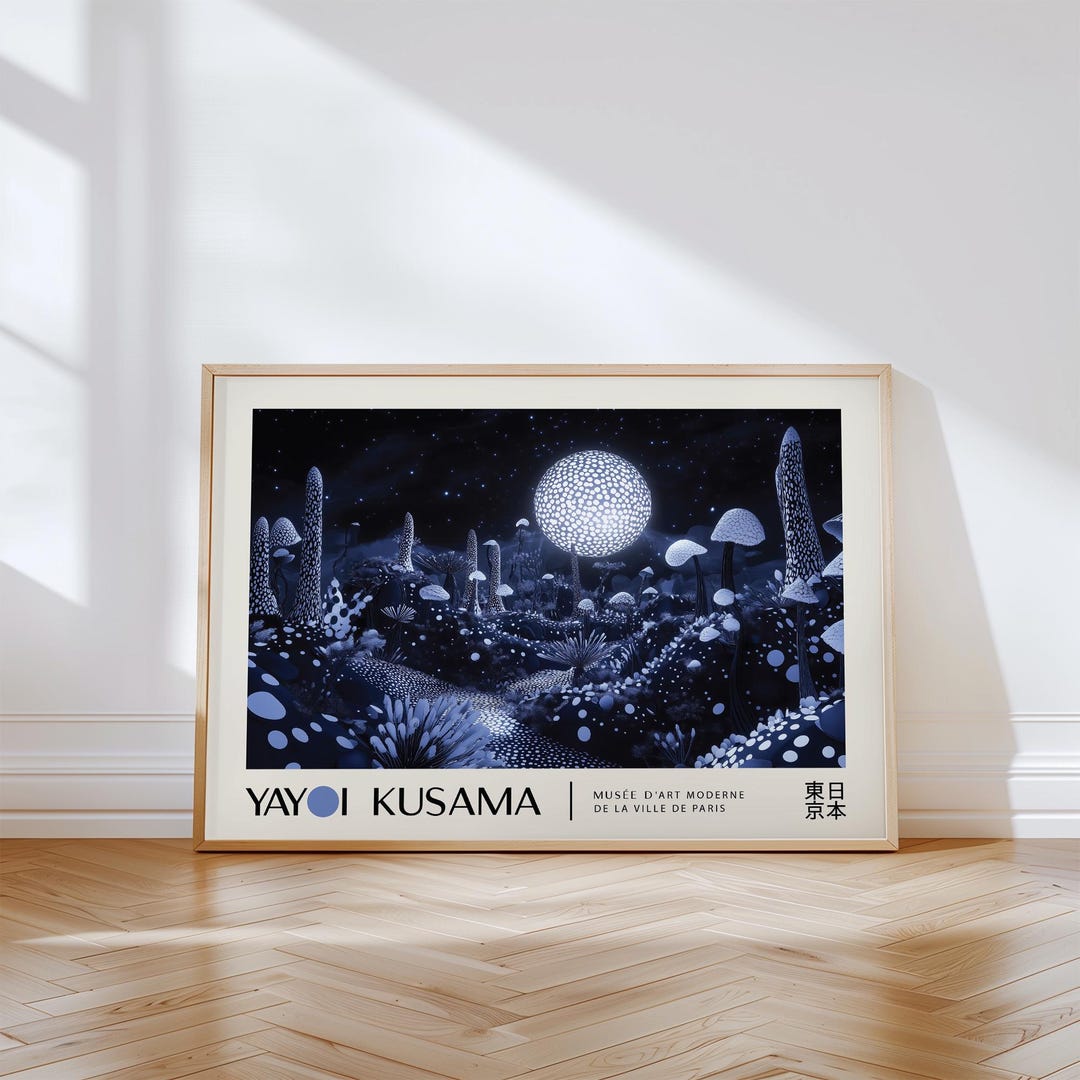 Yayoi Kusama Cosmic Moon Wall Art | Nightscape Forest Abstract Poster ...