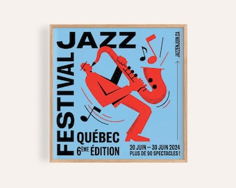Jazz Poster: Dynamic Music Art in Blue and Red (Living Room Decor)