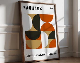 Bauhaus Poster Geometric Earth Tones Art Minimalist Wall Art Modern Abstract Print Retro Decor Warm Colourful Design for Living Room Office